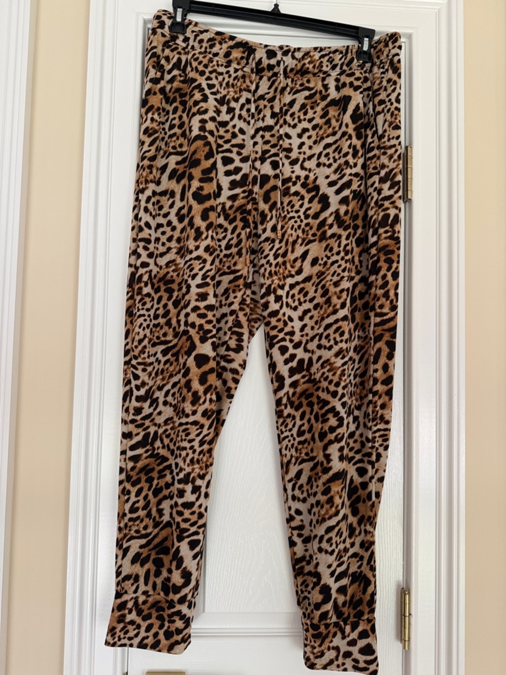 Leopard Print Jogger Pants - Brown/Cream